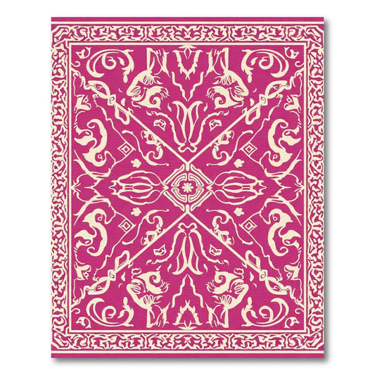 Vivid Magenta Floral Symmetry Rug