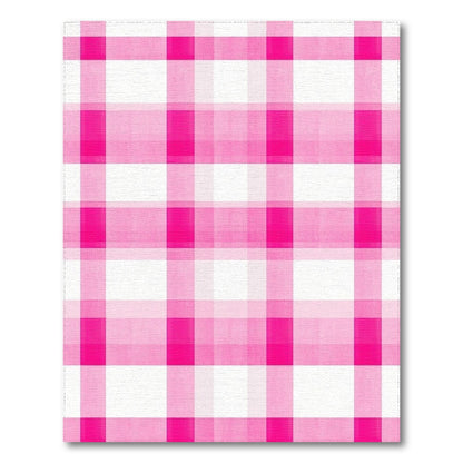Pink Geometric Modern Pink Gingham Checkered Washable Area Rug
