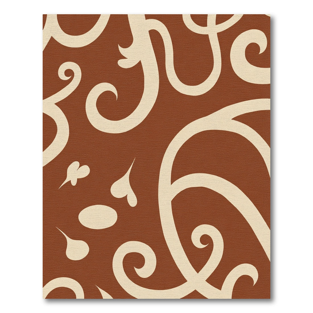 Cream Swirls on Rustic Brown Field Rug