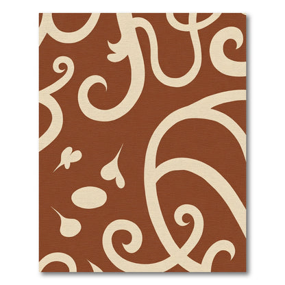 Cream Swirls on Rustic Brown Field Rug