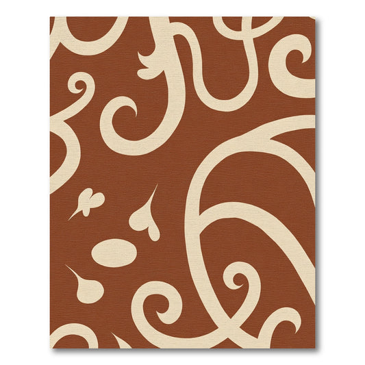 Cream Swirls on Rustic Brown Field Rug