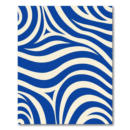Bold Blue Ivory Swirled Stripes Rug