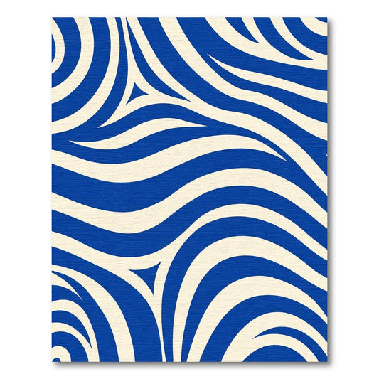 Bold Blue Ivory Swirled Stripes Rug
