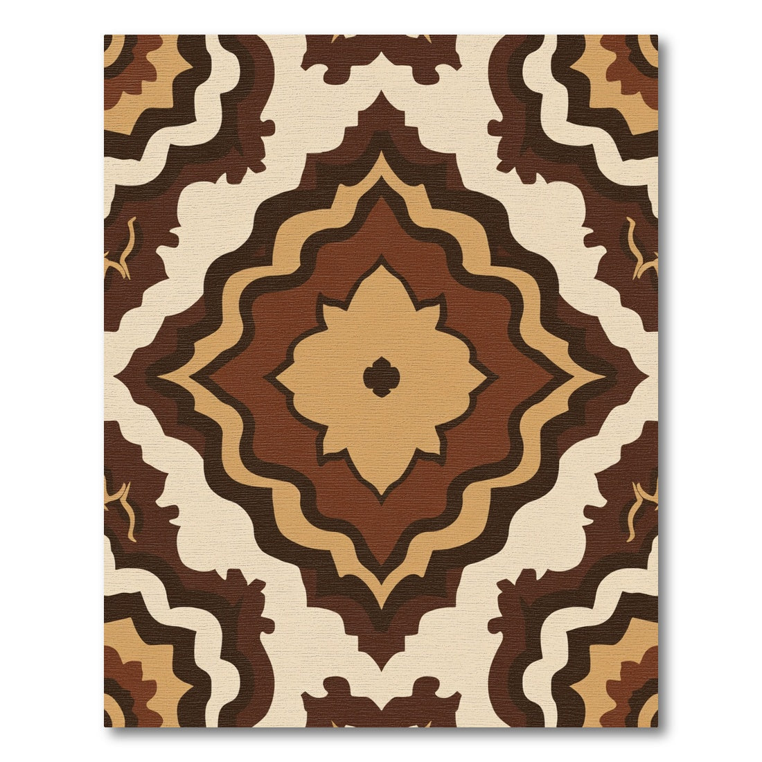 Earthy Brown Layered Medallion Rug