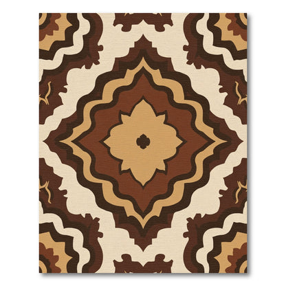 Earthy Brown Layered Medallion Rug