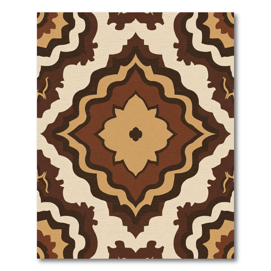 Earthy Brown Layered Medallion Rug