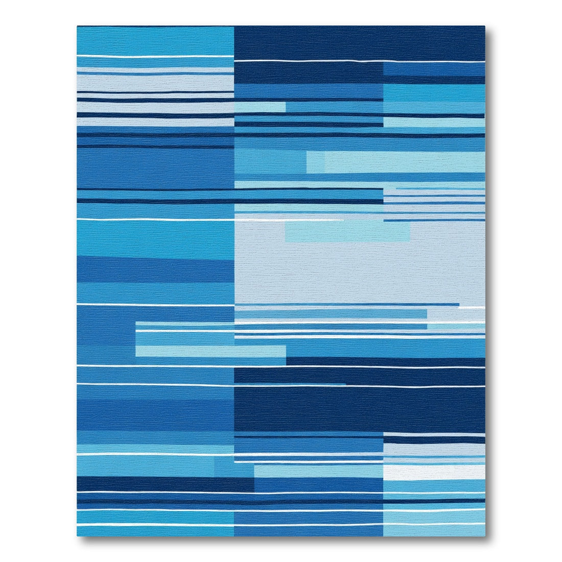 Modern Blue Geometric Stripe Rug
