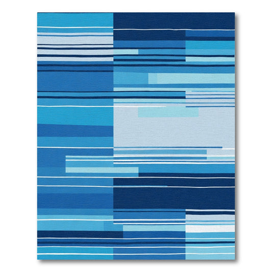 Modern Blue Geometric Stripe Rug