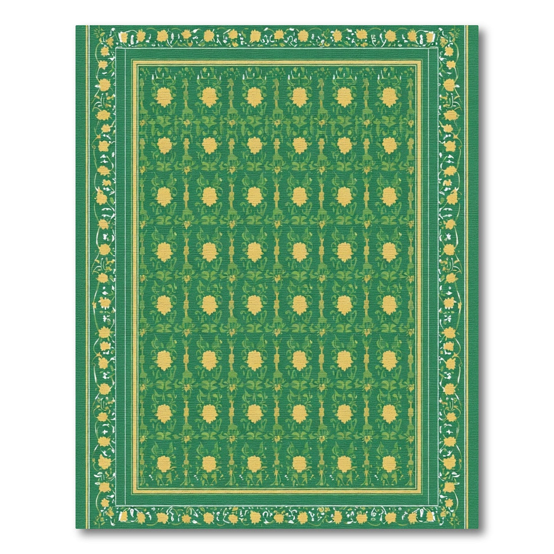 Emerald Green Floral Garden Rug