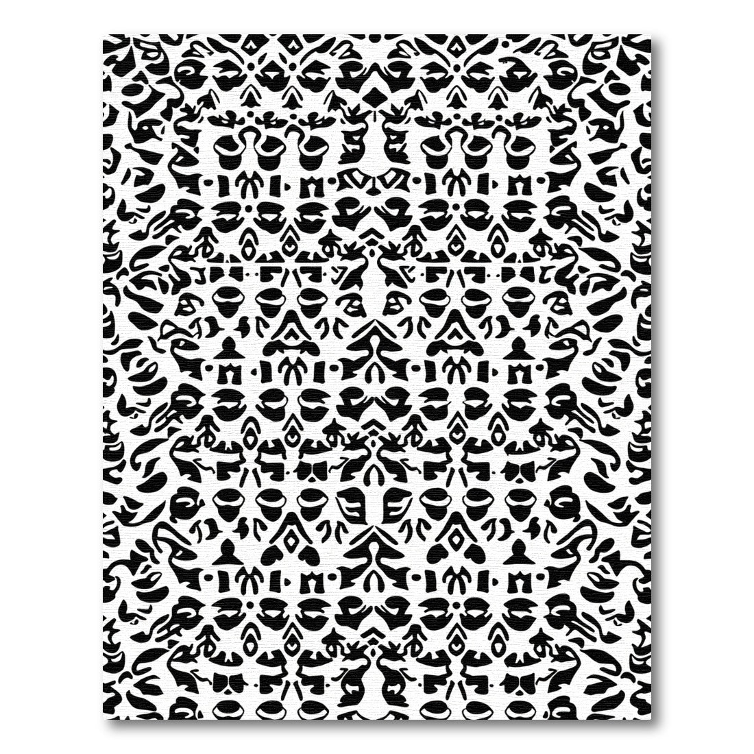 Black White Abstract Tribal Composition Rug
