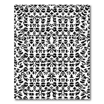 Black White Abstract Tribal Composition Rug