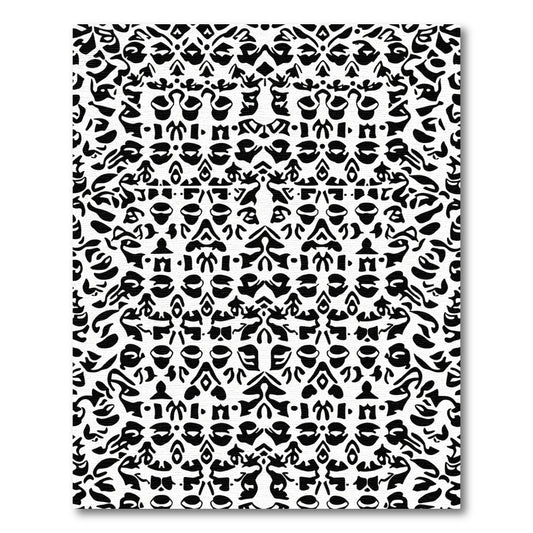 Black White Abstract Tribal Composition Rug