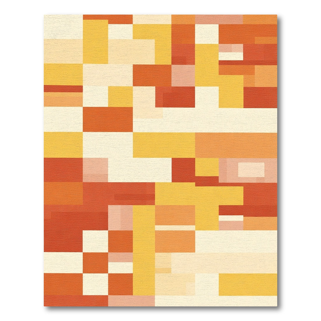Abstract Rectangular Blocks Warm Tones Rug