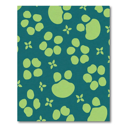 Teal Green Paw Print Collage Rug