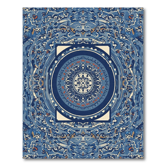Deep Blue Intricate Mandala Medallion Rug
