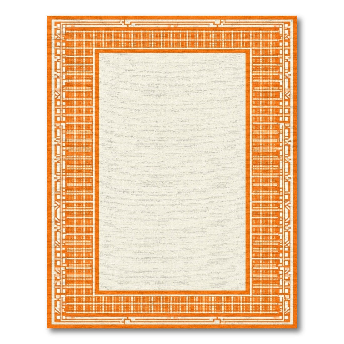 Orange Geometric Modern Orange Geometric Border Area Rug