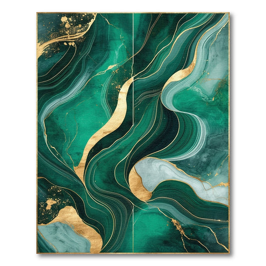 Abstract Area Green Gold Swirl Abstract Area Rug