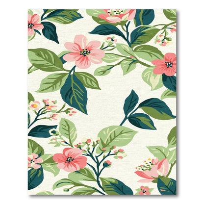 Pink Coral Floral Garden Branches Rug