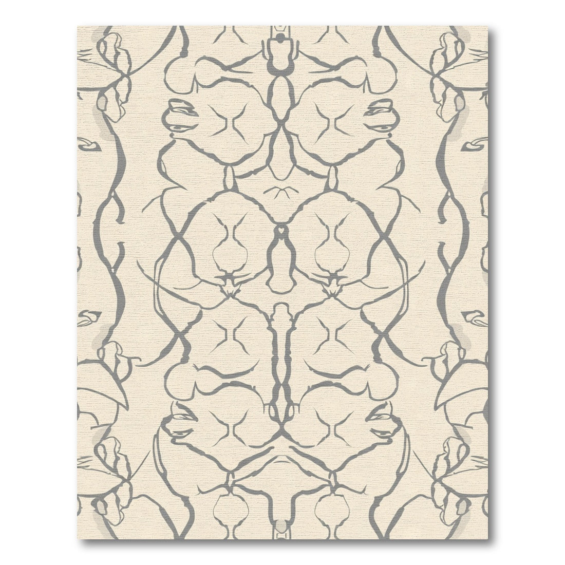 Cream and Gray Abstract Organic Brushstroke Rug