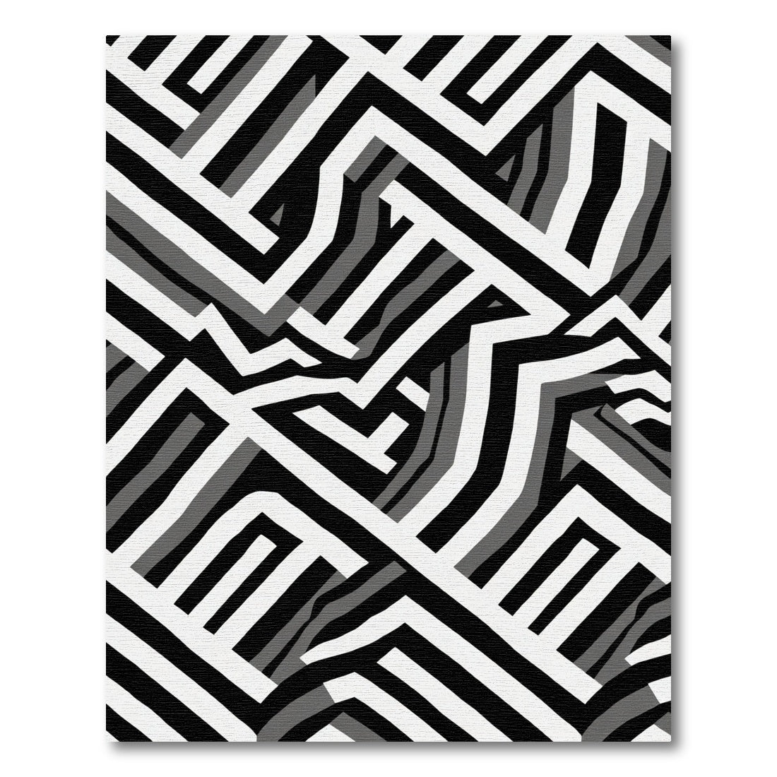 Monochromatic Abstract Geometric Labyrinth Rug