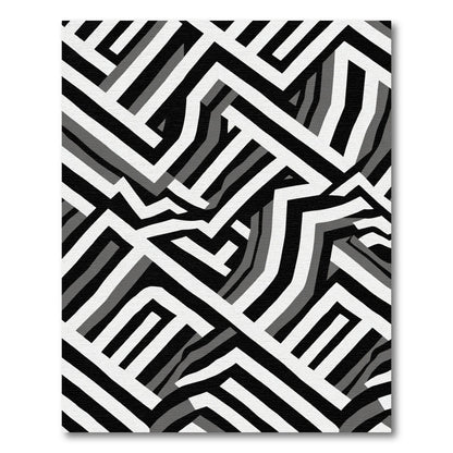 Monochromatic Abstract Geometric Labyrinth Rug