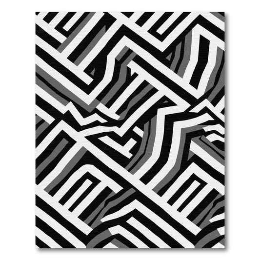 Monochromatic Abstract Geometric Labyrinth Rug