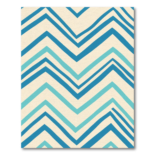 Ocean Blue Teal Chevron Lines Rug