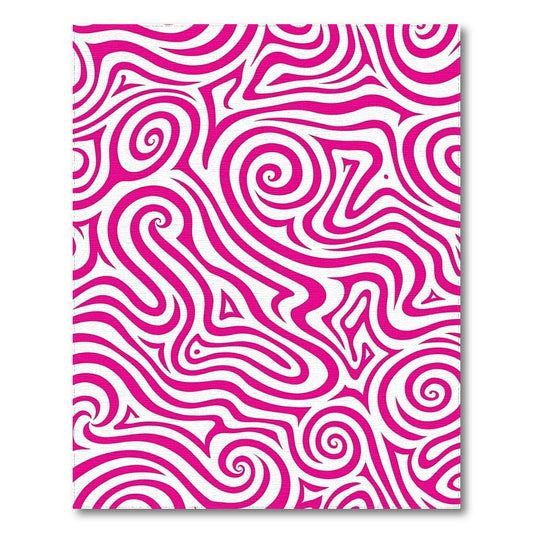 Pink White Swirling Waves Rug