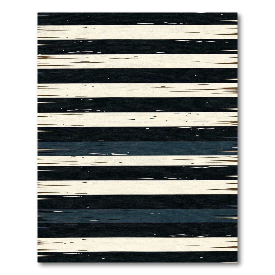 Distressed Black Cream Horizontal Stripe Rug