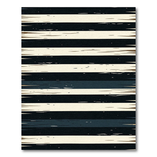 Distressed Black Cream Horizontal Stripe Rug
