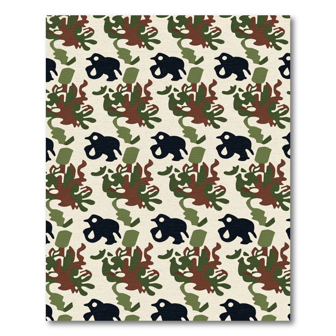 Brown Green Black Silhouette Animal Camo Rug