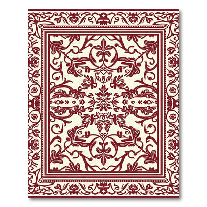 Deep Crimson Floral Baroque Rug