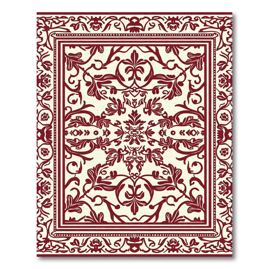 Deep Crimson Floral Baroque Rug