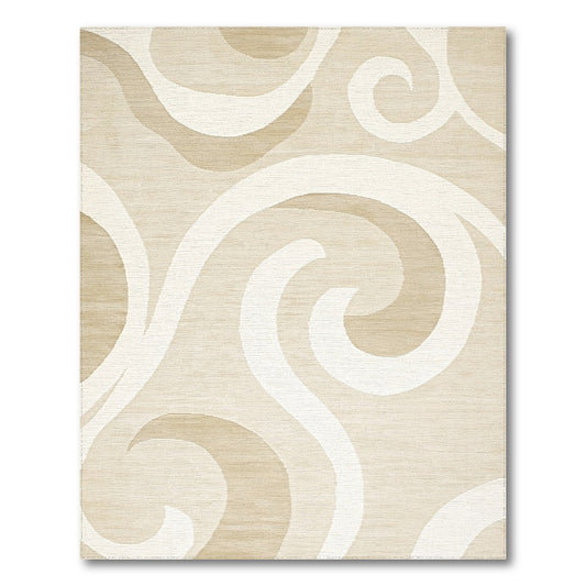 Beige Swirling Curl Rug