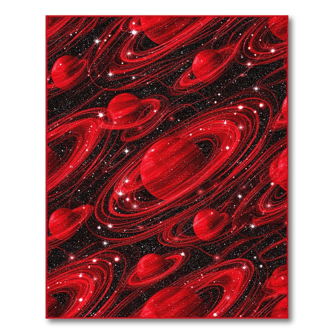 Red Cosmic Planets Washable Area Rug