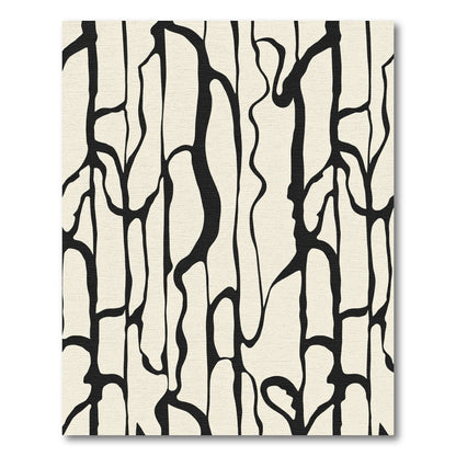 Cream Black Organic Tonal Lines Rug