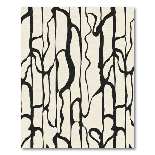 Cream Black Organic Tonal Lines Rug