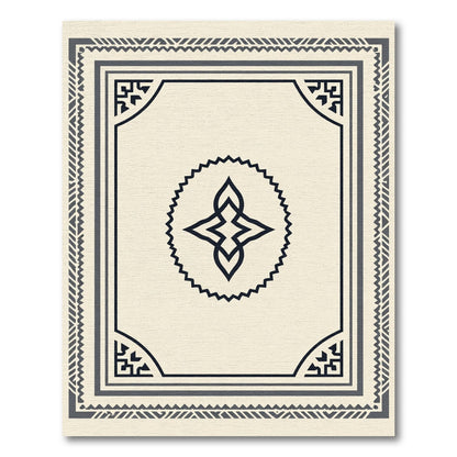 Cream Black Geometric Tribal Medallion Rug