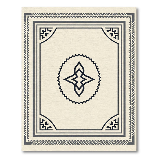 Cream Black Geometric Tribal Medallion Rug