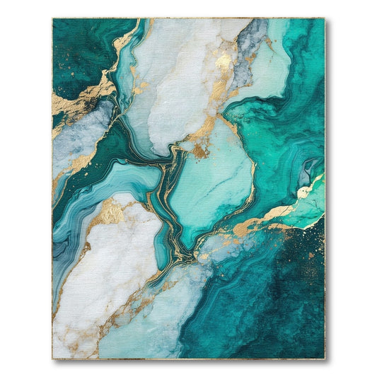 Teal Gold Veined Marble Rug