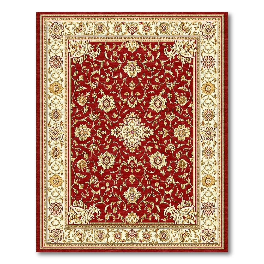 Red Persian Floral Medallion Area Rug