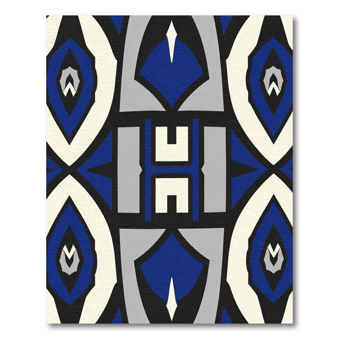 Bold Blue White Geometric Symmetry Rug