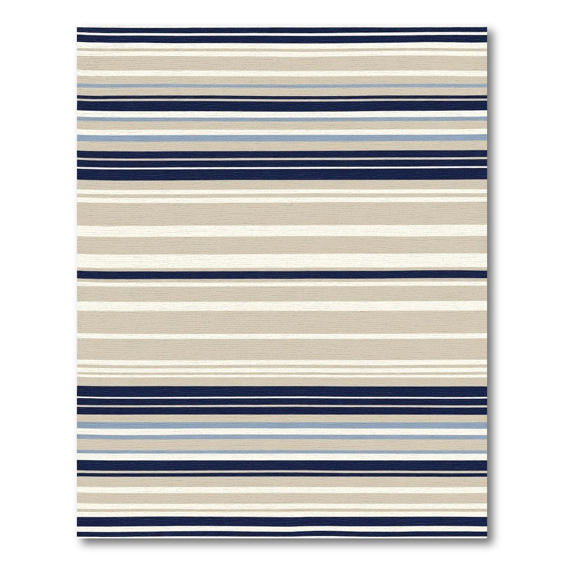 Navy Beige Blue Stripe Contemporary Rug