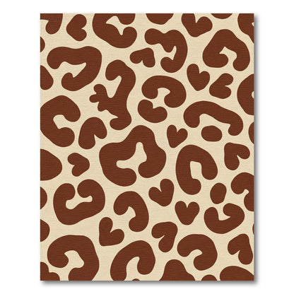 Brown Heart Spots Animal Print Rug