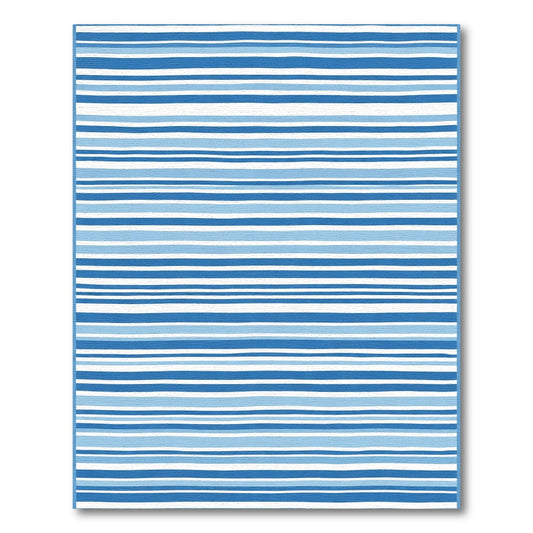 Coastal Blue Nautical Stripes Rug