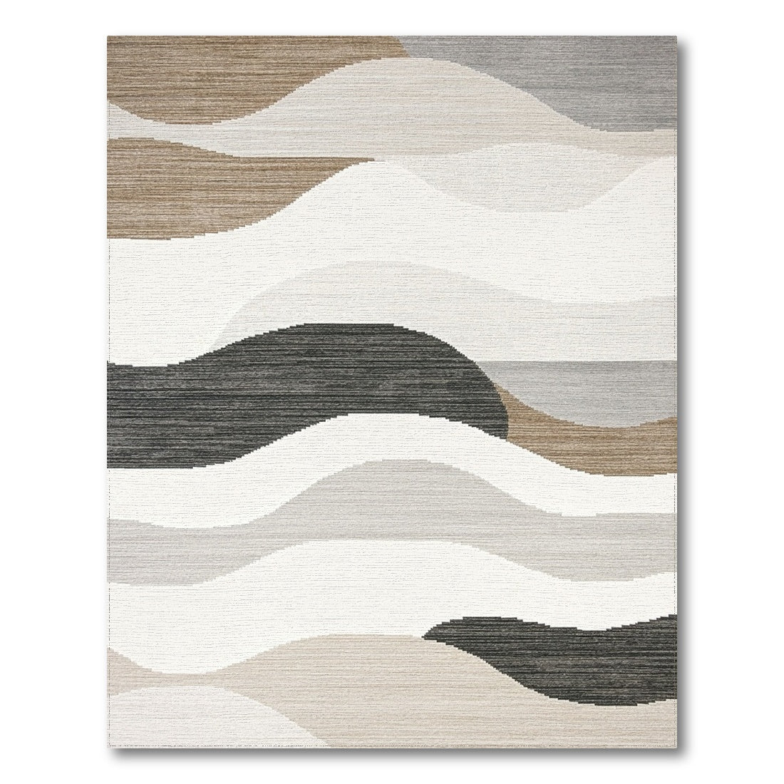 Brown and Tan Abstract Wave Neutral Area Rug