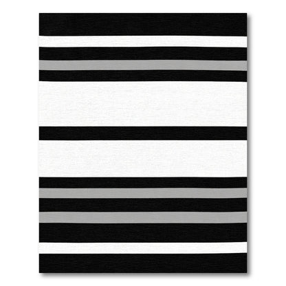 Bold Black White Gray Stripe Rug
