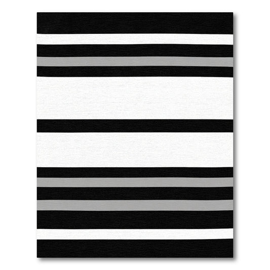 Bold Black White Gray Stripe Rug
