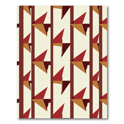 Crimson Ochre Geometric Angle Rug