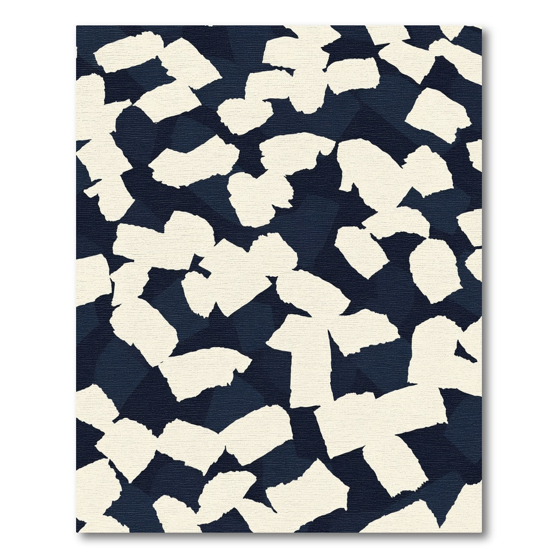 Abstract Cream Brushstrokes Navy Background Rug